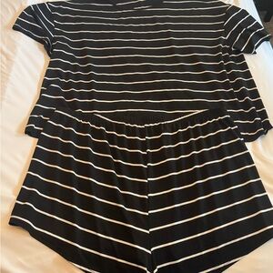 SHEIN Black and White Striped Pajama Set